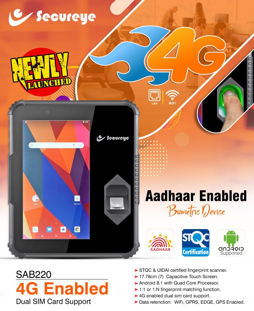 Secureye launches SAB220 – 4G Enabled Aadhaar-based Attendance System